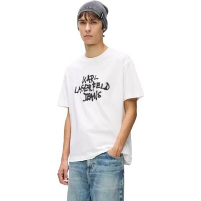 B1M17065 Karl Lagerfeld Jeans, Męska koszulka z krótkim rękawem, krój regularny, biały, L, biały, L B1M17065 Karl Lagerfeld Jeans, Męska koszulka z krótkim rękawem, krój regularny, biały, L, biały, L