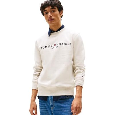 MW0MW11596 Tommy Hilfiger Męska bluza TOMMY LOGO Pulower Bluza, brązowa (Heathered Oatmilk), S, Brązowy (wrzosowe mleko owsiane), S MW0MW11596 Tommy Hilfiger Męska bluza TOMMY LOGO Pulower Bluza, brązowa (Heathered Oatmilk), S, Brązowy (wrzosowe mleko owsiane), S