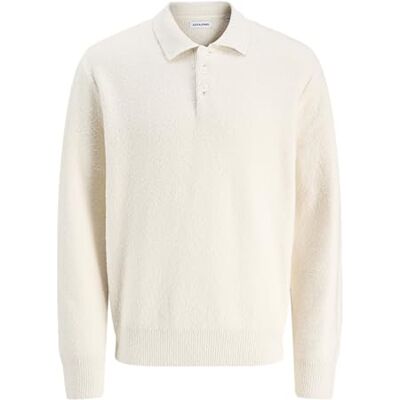 12279263-4782247 JACK & JONES Jjspence Knit Polo Ls męska koszulka polo, Sea Salt, L 12279263-4782247 JACK & JONES Jjspence Knit Polo Ls męska koszulka polo, Sea Salt, L