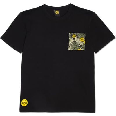 23228800 Borussia Dortmund BVB T-shirt Flora oficjalny artykuł dla fanów, kolekcja letnia, kwiatowy wzór, 100% bawełna, żółty emblemat BVB rozm. L, czarny, L 23228800 Borussia Dortmund BVB T-shirt Flora oficjalny artykuł dla fanów, kolekcja letnia, kwiatowy wzór, 100% bawełna, żółty emblemat BVB rozm. L, czarny, L