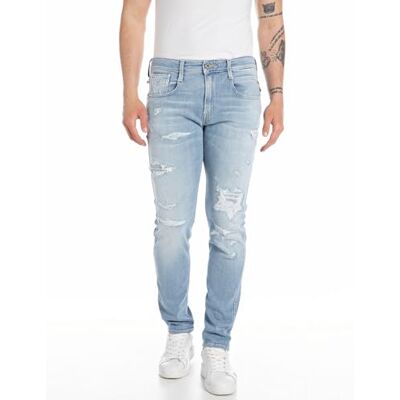 M914Q .000.141 658 Replay Męskie dżinsy slim fit Anbass Aged kolekcja, 010 Light Blue, 34W / 36L M914Q .000.141 658 Replay Męskie dżinsy slim fit Anbass Aged kolekcja, 010 Light Blue, 34W / 36L