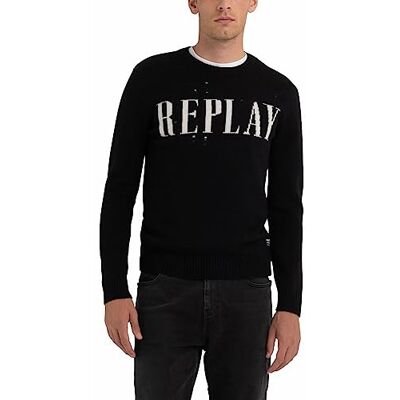UK8514.000.G22726 Replay Sweter męski, 098 BLACK, XS UK8514.000.G22726 Replay Sweter męski, 098 BLACK, XS