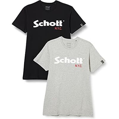 TS01MCLOGO Schott NYC T-shirt męski, 2 sztuki w opakowaniu TS01MCLOGO Schott NYC T-shirt męski, 2 sztuki w opakowaniu