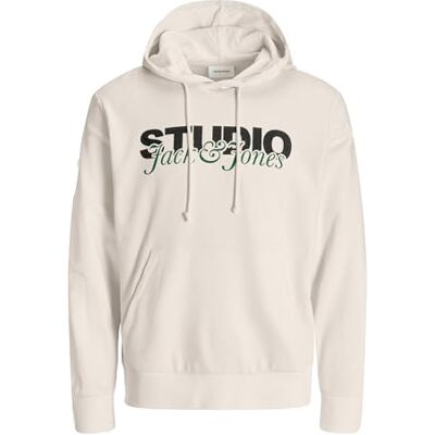 12278611-4856482 JACK & JONES Jjyuki Sweat Hood Bf męska bluza z kapturem, Moonbeam, XXL 12278611-4856482 JACK & JONES Jjyuki Sweat Hood Bf męska bluza z kapturem, Moonbeam, XXL