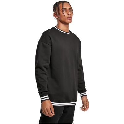 BY104-00826-0060 Build Your Brand Męska bluza College Crew, sweter dla mężczyzn z paskami na mankietach, dostępny w 3 kolorach, rozmiary S-5XL, czarny/biały, XXL BY104-00826-0060 Build Your Brand Męska bluza College Crew, sweter dla mężczyzn z paskami na mankietach, dostępny w 3 kolorach, rozmiary S-5XL, czarny/biały, XXL
