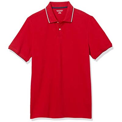 MAE40007SP18-Rnvwh-X-Small Amazon Essentials Men's Bawełniana koszulka polo pique slim fit, Biały/Czerwony/Granatowy, XS MAE40007SP18-Rnvwh-X-Small Amazon Essentials Men's Bawełniana koszulka polo pique slim fit, Biały/Czerwony/Granatowy, XS