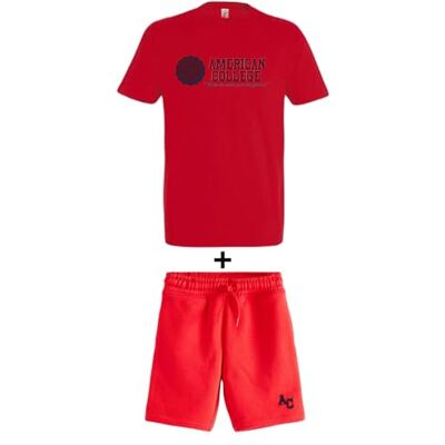 ACEN231 Rouge Taille XL AMERICAN COLLEGE USA 2-częściowy zestaw koszul + szorty mieszane, Czerwona, TG ACEN231 Rouge Taille XL AMERICAN COLLEGE USA 2-częściowy zestaw koszul + szorty mieszane, Czerwona, TG