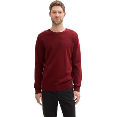 1043259 TOM TAILOR Męski Basic sweter z dzianiny z okrągłym dekoltem, 13721 burgundowy ciemny czerwony, XXL 1043259 TOM TAILOR Męski Basic sweter z dzianiny z okrągłym dekoltem, 13721 burgundowy ciemny czerwony, XXL