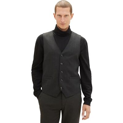 1038601 TOM TAILOR Kamizelka męska, 10617 Black Grey Melange, 46 1038601 TOM TAILOR Kamizelka męska, 10617 Black Grey Melange, 46