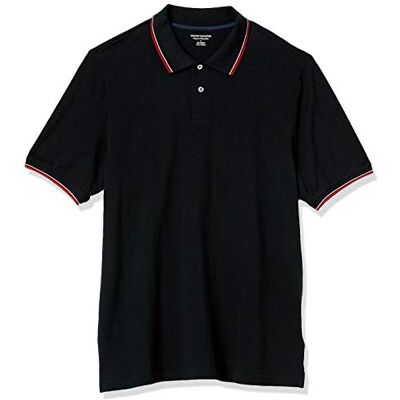 F16AE40000-Bkwrt-X-Small Amazon Essentials Men's Bawełniana koszulka polo pique regular fit (dostępna w wersjach Big i Tall), Czarny Czerwony Biały Cienkie paski, XS F16AE40000-Bkwrt-X-Small Amazon Essentials Men's Bawełniana koszulka polo pique regular fit (dostępna w wersjach Big i Tall), Czarny Czerwony Biały Cienkie paski, XS