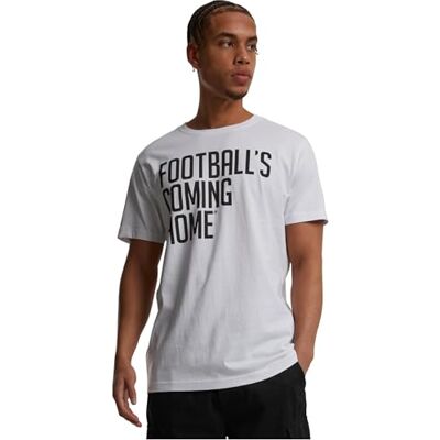 MC874 Merchcode Męski T-shirt Footballs Coming Home Logo Tee, Regular Fit, bawełna 100%, S, biały, S MC874 Merchcode Męski T-shirt Footballs Coming Home Logo Tee, Regular Fit, bawełna 100%, S, biały, S
