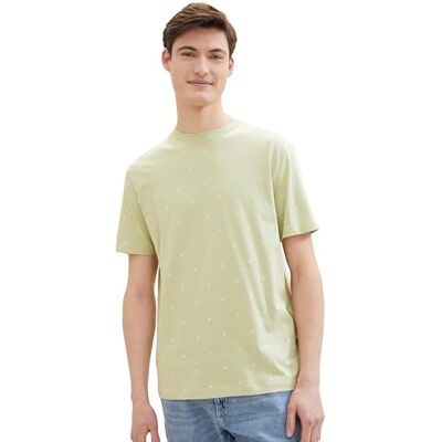 1040860 TOM TAILOR Denim T-shirt męski, 34832 Green White Mini Leaf Print, XS 1040860 TOM TAILOR Denim T-shirt męski, 34832 Green White Mini Leaf Print, XS