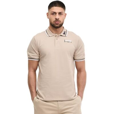 110629 Lonsdale Męska koszulka polo Lion wąski krój, piaskowa/czarna/biała, 4XL 110629 Lonsdale Męska koszulka polo Lion wąski krój, piaskowa/czarna/biała, 4XL