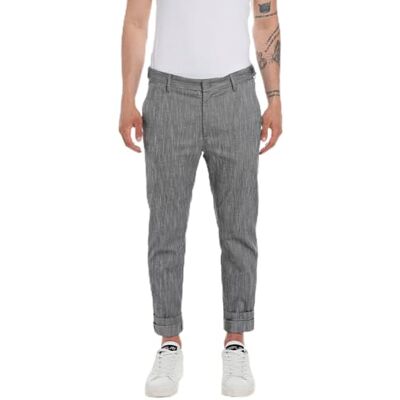 M9686 .000.52365 Replay Męskie spodnie ze stretchem, Niebieski/naturalny biały 010, 36W / 30L M9686 .000.52365 Replay Męskie spodnie ze stretchem, Niebieski/naturalny biały 010, 36W / 30L