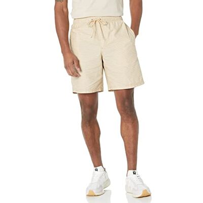 AE2014242-Kha-S Amazon Essentials Męskie szorty ze sznurkiem (dostępne w dużych rozmiarach), khaki brązowo-białe paski, S AE2014242-Kha-S Amazon Essentials Męskie szorty ze sznurkiem (dostępne w dużych rozmiarach), khaki brązowo-białe paski, S