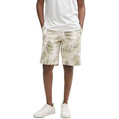 1044839 TOM TAILOR Denim Męskie szorty bermudy, 37486 White Green Watery Palm Print, XL 1044839 TOM TAILOR Denim Męskie szorty bermudy, 37486 White Green Watery Palm Print, XL