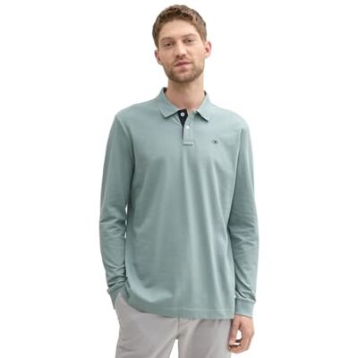 1043278 TOM TAILOR Męska koszulka polo z długim rękawem Basic Piqué, 27475 – szara mięta, S 1043278 TOM TAILOR Męska koszulka polo z długim rękawem Basic Piqué, 27475 – szara mięta, S