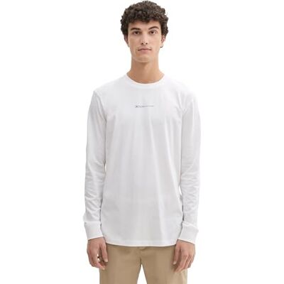 1043462 TOM TAILOR Denim Męski Basic Longsleeve z logo, 20000 – biały, S 1043462 TOM TAILOR Denim Męski Basic Longsleeve z logo, 20000 – biały, S