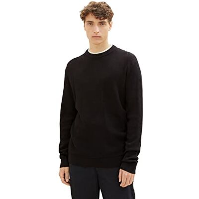 1038674 Denimowy męski sweter 2 w 1 TOM TAILOR z wyściełanym kołnierzem, 29999-Czarny, L 1038674 Denimowy męski sweter 2 w 1 TOM TAILOR z wyściełanym kołnierzem, 29999-Czarny, L