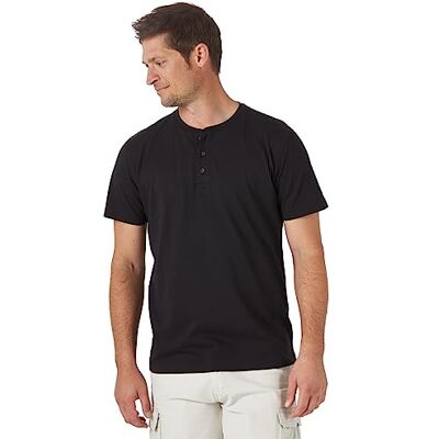 ZHGHS5A Wrangler Authentics Koszulka męska z krótkim rękawem Henley, czarny onyks, XXL ZHGHS5A Wrangler Authentics Koszulka męska z krótkim rękawem Henley, czarny onyks, XXL