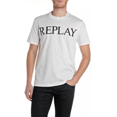 M3099 .000.2660 Replay Męski Basic T-shirt okrągły dekolt krótki rękaw, 011 Natural White, 3XL M3099 .000.2660 Replay Męski Basic T-shirt okrągły dekolt krótki rękaw, 011 Natural White, 3XL