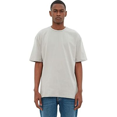 TMNSS22TS0274 Trendyol Męski szary męski Basic 100% bawełna, luźny krój, okrągły kołnierz, koszulka z krótkim rękawem, szara, rozmiar S TMNSS22TS0274 Trendyol Męski szary męski Basic 100% bawełna, luźny krój, okrągły kołnierz, koszulka z krótkim rękawem, szara, rozmiar S
