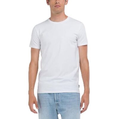M6947 .000.23352P Replay Męski Basic T-shirt Regular Slim Fit, 001 White, 3XL M6947 .000.23352P Replay Męski Basic T-shirt Regular Slim Fit, 001 White, 3XL