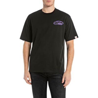 M3224 .000.2660 REPLAY Męski T-shirt z krótkim rękawem, oversize, czarny 098 (czarny), XXL, 098 BLACK, XXL M3224 .000.2660 REPLAY Męski T-shirt z krótkim rękawem, oversize, czarny 098 (czarny), XXL, 098 BLACK, XXL