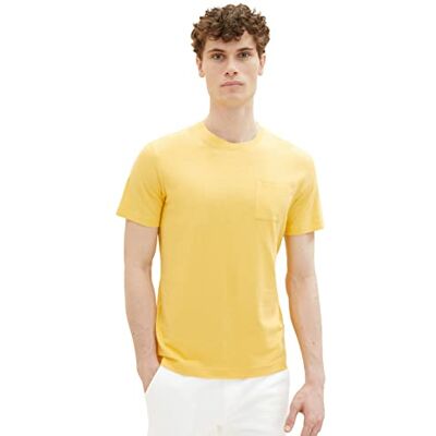 1036319 TOM TAILOR Męski Basic T-shirt z kieszenią na piersi, 16719 Corn Yellow, XXL 1036319 TOM TAILOR Męski Basic T-shirt z kieszenią na piersi, 16719 Corn Yellow, XXL