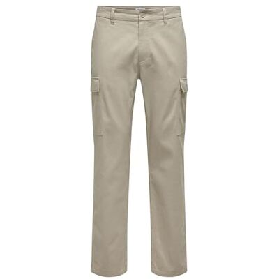 22031142-4617237 ONLY & SONS Onsnicky Cargo Straight 0241 Pant, chinchilla, 33W / 30L 22031142-4617237 ONLY & SONS Onsnicky Cargo Straight 0241 Pant, chinchilla, 33W / 30L