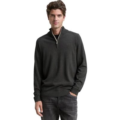 1047569 TOM TAILOR Sweter męski, 10617 Black Grey Melange, XS 1047569 TOM TAILOR Sweter męski, 10617 Black Grey Melange, XS