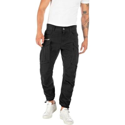 M9873A.000.84387 Replay Męskie spodnie cargo Joe Comfort-Fit z komfortowej bawełny, Black 098, 38W / 34L M9873A.000.84387 Replay Męskie spodnie cargo Joe Comfort-Fit z komfortowej bawełny, Black 098, 38W / 34L