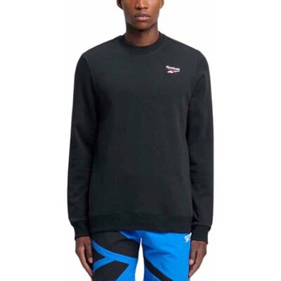 100221788 Reebok Męska bluza Identity Small Logo Ft Crew, czarny/biały/czerwony (Vector Red), L 100221788 Reebok Męska bluza Identity Small Logo Ft Crew, czarny/biały/czerwony (Vector Red), L