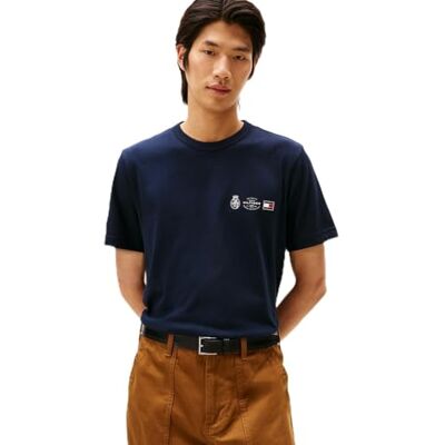 MW0MW40011 Tommy Hilfiger Koszulka męska Small Crest Outline TEE S/S, niebieska, XXL, Niebieski (pustynne niebo), XXL MW0MW40011 Tommy Hilfiger Koszulka męska Small Crest Outline TEE S/S, niebieska, XXL, Niebieski (pustynne niebo), XXL