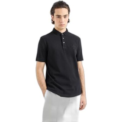 6DZFLKZJXUZ1200 Armani Exchange Męska koszulka polo Ax Stacked Logo Garment Dyed Cotton Piquet Polo, czarny, S 6DZFLKZJXUZ1200 Armani Exchange Męska koszulka polo Ax Stacked Logo Garment Dyed Cotton Piquet Polo, czarny, S