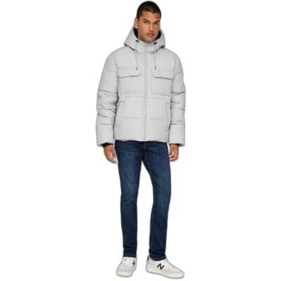 22029661 ONLY & SONS Onselijah Pckt. Hood Jacket OTW kurtka puchowa męska, Vapor Blue, S 22029661 ONLY & SONS Onselijah Pckt. Hood Jacket OTW kurtka puchowa męska, Vapor Blue, S