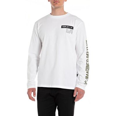 M6756 .000.2660 Replay T-shirt męski, 001 White, XS M6756 .000.2660 Replay T-shirt męski, 001 White, XS