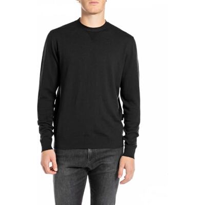 UK4488.000.G23680 Replay Męski sweter regular fit, 098 BLACK, XS UK4488.000.G23680 Replay Męski sweter regular fit, 098 BLACK, XS