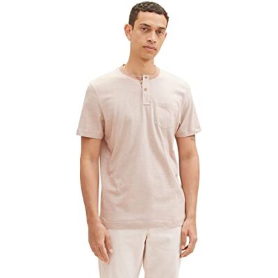 1036438 TOM TAILOR Męski T-shirt Serafino, 31990 białe paski Desert Fawn, M 1036438 TOM TAILOR Męski T-shirt Serafino, 31990 białe paski Desert Fawn, M