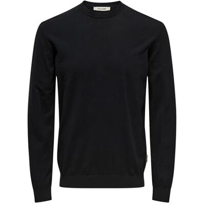 22029951-4524333 ONLY & SONS Onsloui Reg 12 Mel Crew Knit Noos, czarny, XS 22029951-4524333 ONLY & SONS Onsloui Reg 12 Mel Crew Knit Noos, czarny, XS