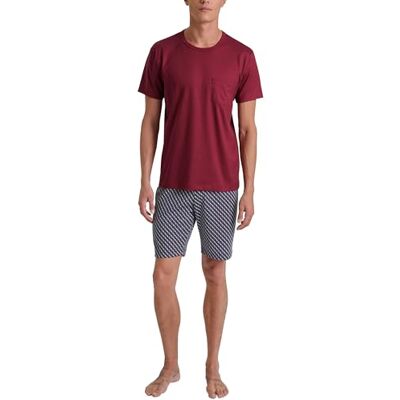47280 CALIDA Relax Imprint krótka piżama męska, wykonana w 100% z bawełny, spodnie z gumowym ściągaczem, Mars Red, 46-48 47280 CALIDA Relax Imprint krótka piżama męska, wykonana w 100% z bawełny, spodnie z gumowym ściągaczem, Mars Red, 46-48