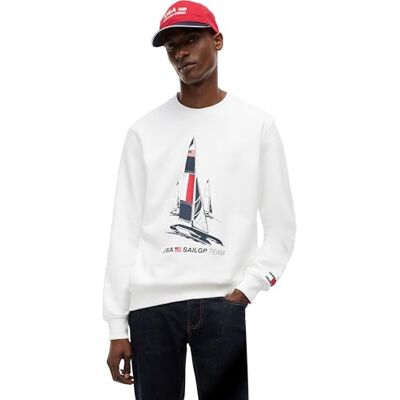 MW0MW44686YBRXL Tommy Hilfiger Męska bluza US SAILGP GRAPHIC CREWNECK MW0MW44686 Pulower, Biały, XL MW0MW44686YBRXL Tommy Hilfiger Męska bluza US SAILGP GRAPHIC CREWNECK MW0MW44686 Pulower, Biały, XL