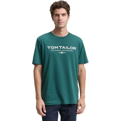 1045773 TOM TAILOR Męski T-shirt z bawełny z nadrukiem logo, 14171 Jasper Green, L 1045773 TOM TAILOR Męski T-shirt z bawełny z nadrukiem logo, 14171 Jasper Green, L