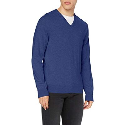HM702238-597 Hackett London Męski sweter bawełniany Silk V, niebieski (Deep Sea 597), L HM702238-597 Hackett London Męski sweter bawełniany Silk V, niebieski (Deep Sea 597), L