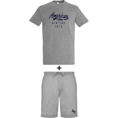 ACEN228 Gris Taille S AMERICAN COLLEGE USA 2-częściowy zestaw koszul + szorty mieszane, Szary, S ACEN228 Gris Taille S AMERICAN COLLEGE USA 2-częściowy zestaw koszul + szorty mieszane, Szary, S