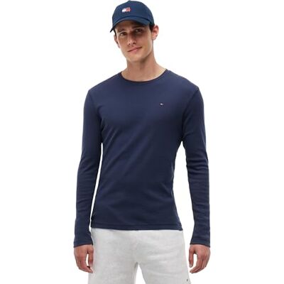 DM0DM04409-002 Tommy Jeans Original Rib Koszulka z Długim Rękawem, Granatowy, S DM0DM04409-002 Tommy Jeans Original Rib Koszulka z Długim Rękawem, Granatowy, S