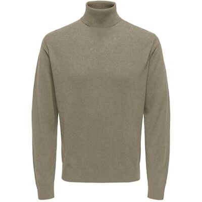 22030071 ONLY & SONS Męski sweter z dzianiny, Desert Taupe/Szczegóły: melanż, M 22030071 ONLY & SONS Męski sweter z dzianiny, Desert Taupe/Szczegóły: melanż, M