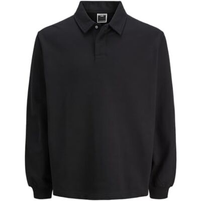 12282975-4826723 JACK & JONES Jcocover Sweat Polo, czarny, M 12282975-4826723 JACK & JONES Jcocover Sweat Polo, czarny, M
