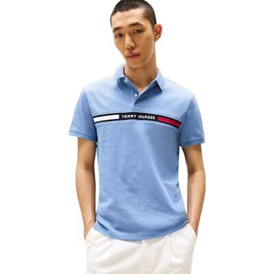 MW0MW38130 Tommy Hilfiger Męska koszulka polo z krótkim rękawem o regularnym kroju, Niebieski (Brisk Blue), XL MW0MW38130 Tommy Hilfiger Męska koszulka polo z krótkim rękawem o regularnym kroju, Niebieski (Brisk Blue), XL