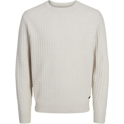 12267370 JACK & JONES Jcowilder Knit Crew Neck męski sweter z dzianiny, Moonbeam, XS 12267370 JACK & JONES Jcowilder Knit Crew Neck męski sweter z dzianiny, Moonbeam, XS